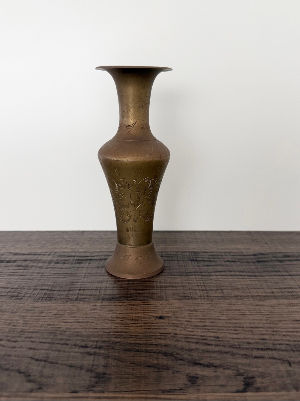 Vintage‎ Brass Etched Bud Vase Engraved Boho Hollywood Regency Eclectic Decor